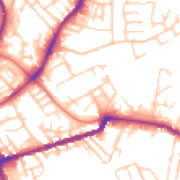 Daytime road noise heatmap for WN1 3JJ