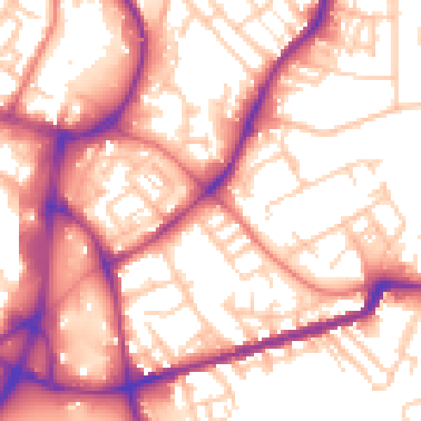 Daytime road noise heatmap for WN1 3LZ