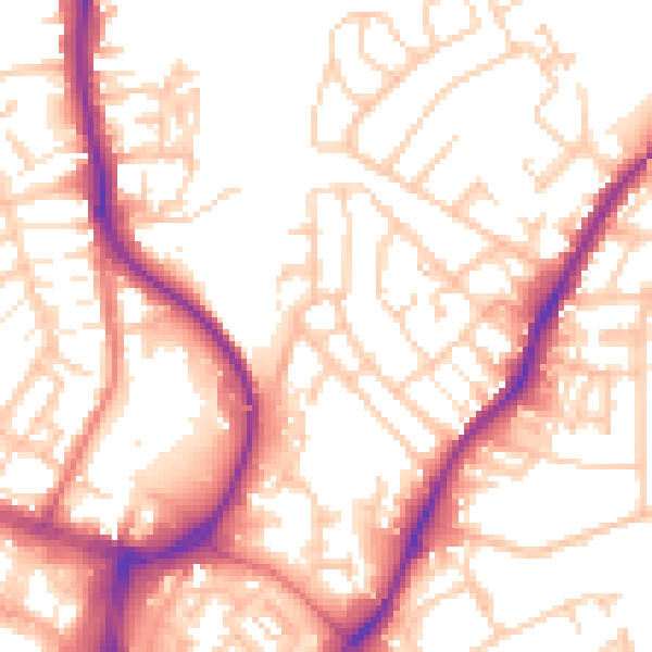 Daytime road noise heatmap for WN1 3PD