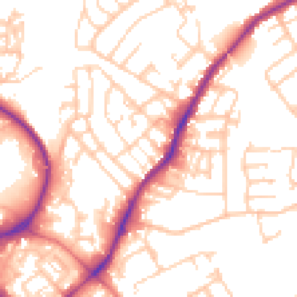 Daytime road noise heatmap for WN1 3PL