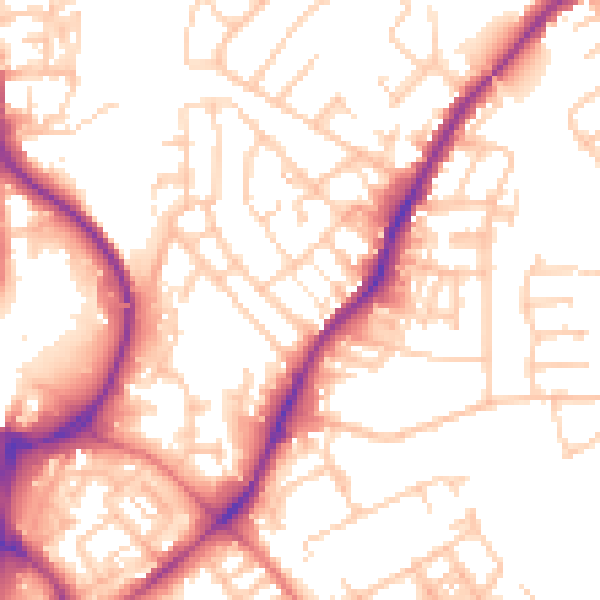 Daytime road noise heatmap for WN1 3PP