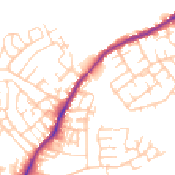 Daytime road noise heatmap for WN1 3UH
