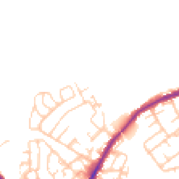 Daytime road noise heatmap for WN1 3UU