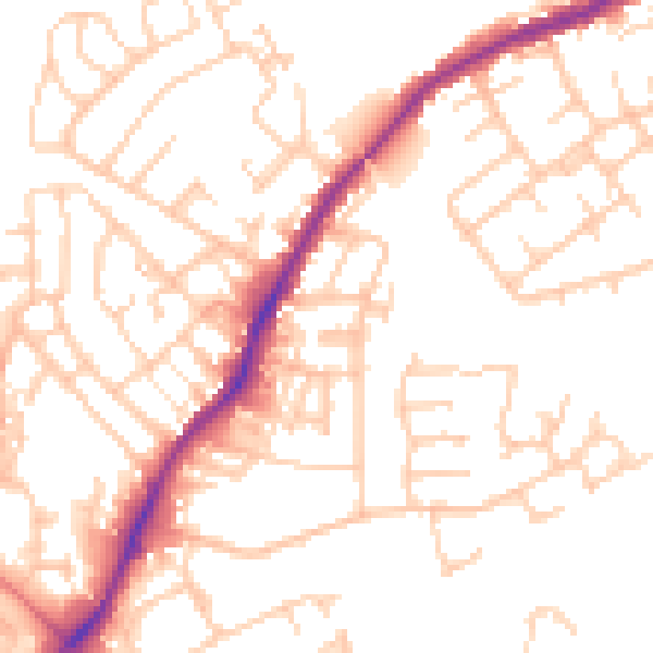 Daytime road noise heatmap for WN1 3YH