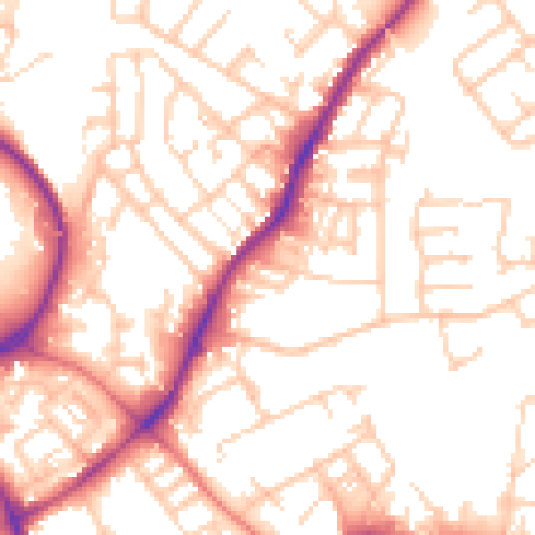 Daytime road noise heatmap for WN1 3YS
