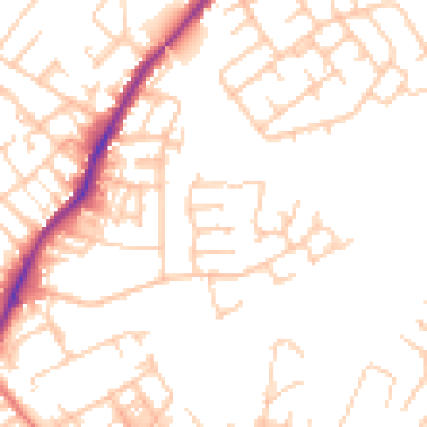 Daytime road noise heatmap for WN1 3YW