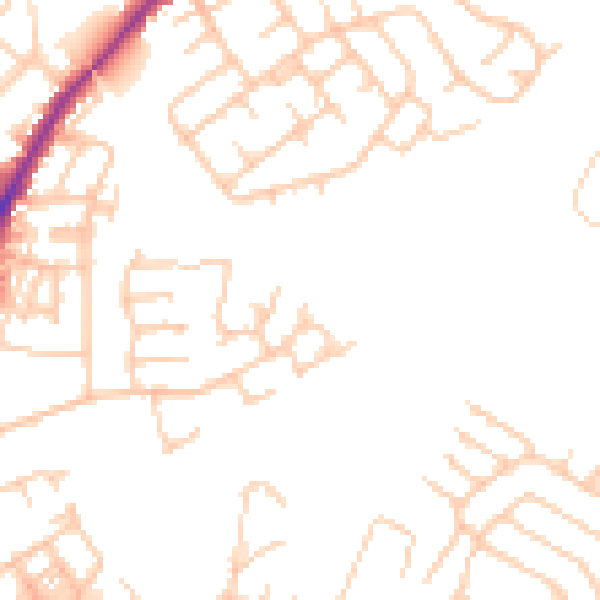 Daytime road noise heatmap for WN1 3YX