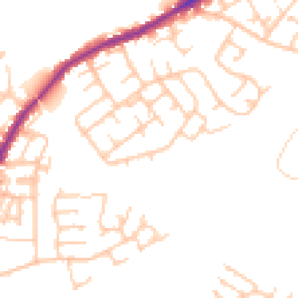 Daytime road noise heatmap for WN2 1AT