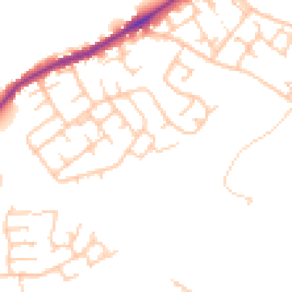 Daytime road noise heatmap for WN2 1AZ