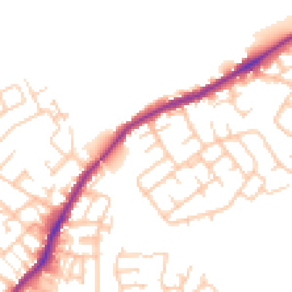 Daytime road noise heatmap for WN2 1BG