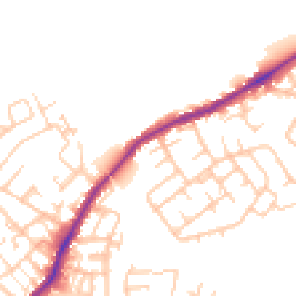 Daytime road noise heatmap for WN2 1BH