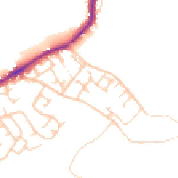 Daytime road noise heatmap for WN2 1BY