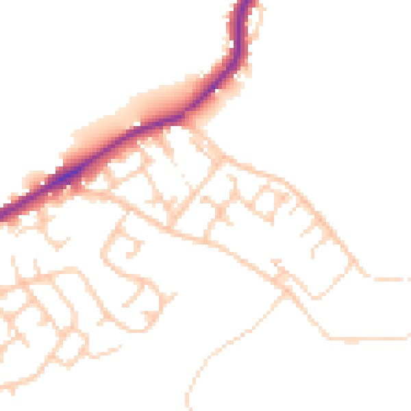 Daytime road noise heatmap for WN2 1BZ