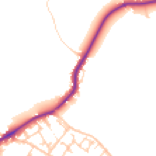 Daytime road noise heatmap for WN2 1DU