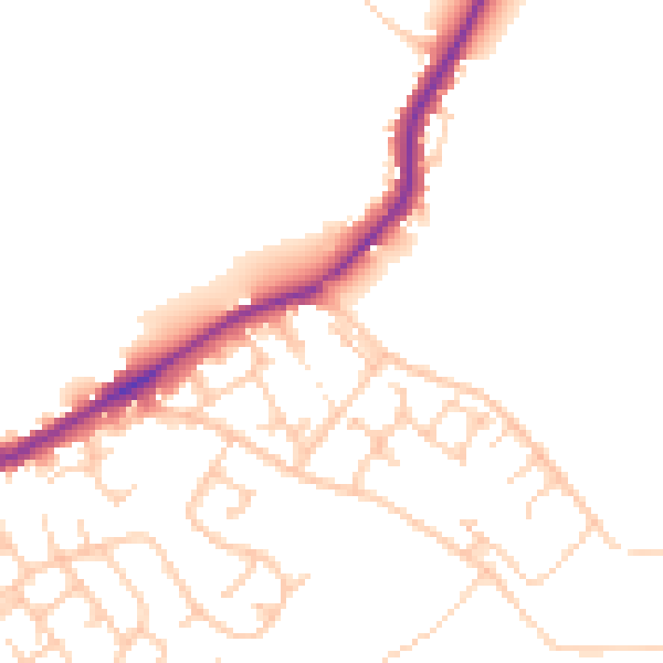 Daytime road noise heatmap for WN2 1EY