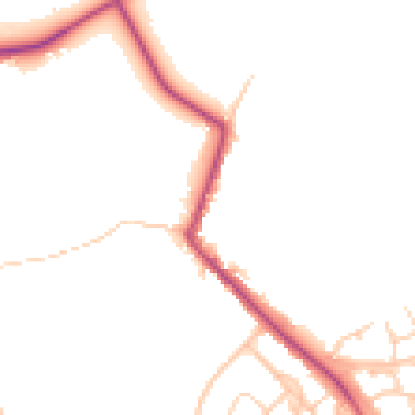 Daytime road noise heatmap for WN2 1LD