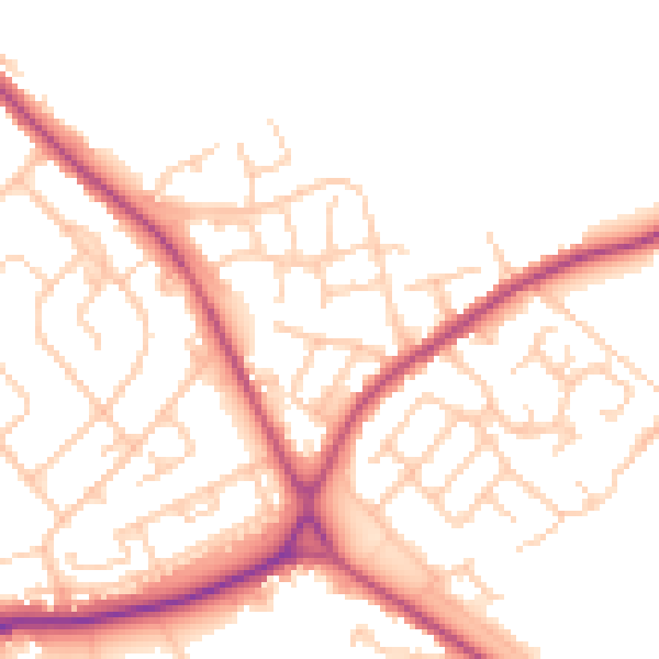 Daytime road noise heatmap for WN2 1XL