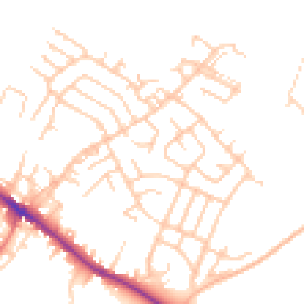 Daytime road noise heatmap for WN2 2EX