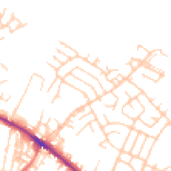 Daytime road noise heatmap for WN2 2HG