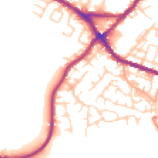 Daytime road noise heatmap for WN2 3LH
