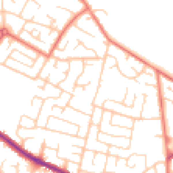 Daytime road noise heatmap for WN2 4LD