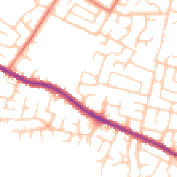 Daytime road noise heatmap for WN2 4PG