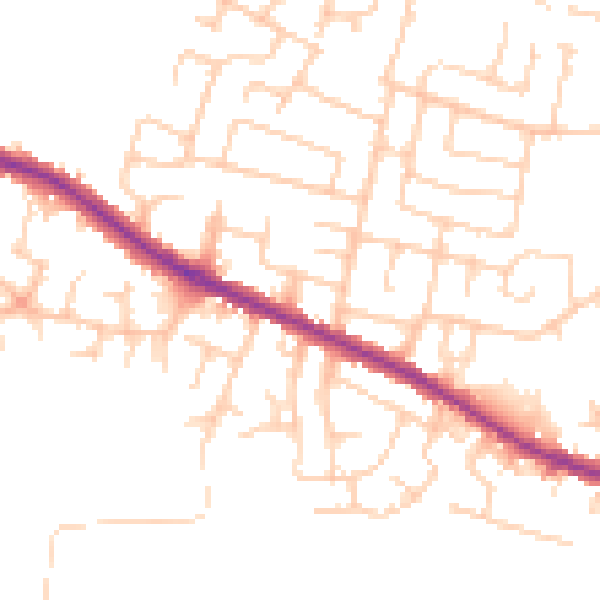 Daytime road noise heatmap for WN2 4QG