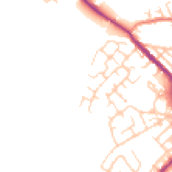 Daytime road noise heatmap for WN2 5EZ