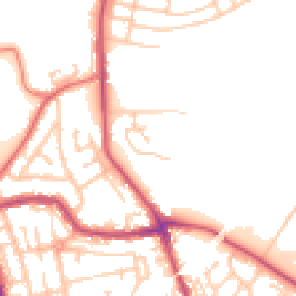 Daytime road noise heatmap for WN4 0AJ