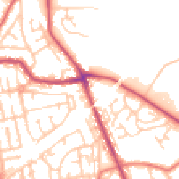Daytime road noise heatmap for WN4 0AR
