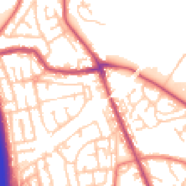 Daytime road noise heatmap for WN4 0AS