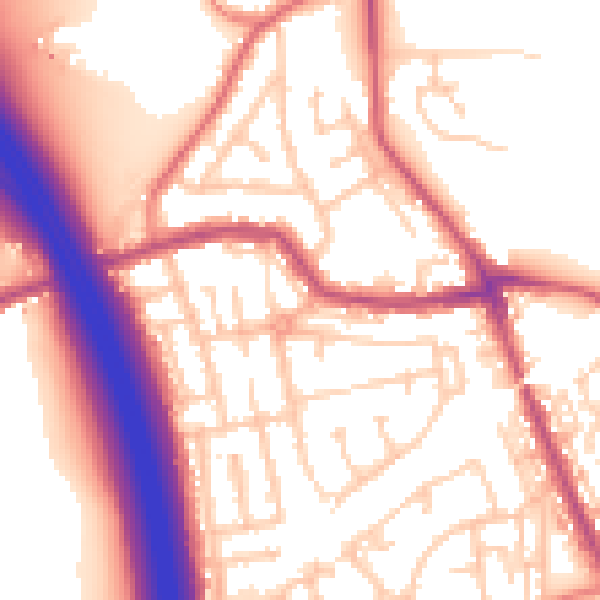 Daytime road noise heatmap for WN4 0BE