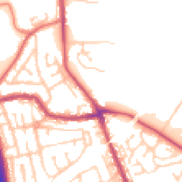 Daytime road noise heatmap for WN4 0BS