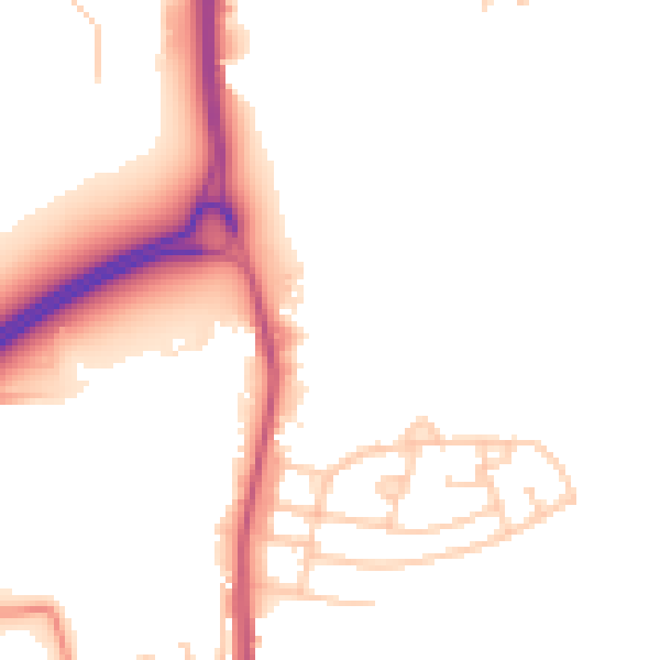 Daytime road noise heatmap for WN4 0BZ