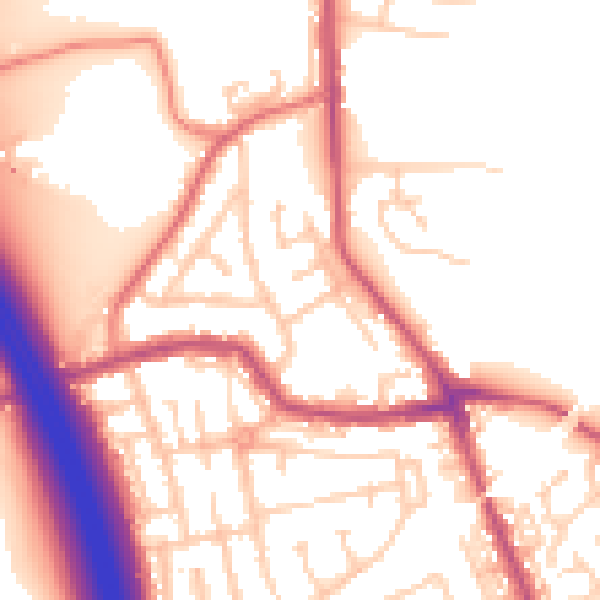 Daytime road noise heatmap for WN4 0DE