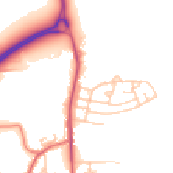 Daytime road noise heatmap for WN4 0DT