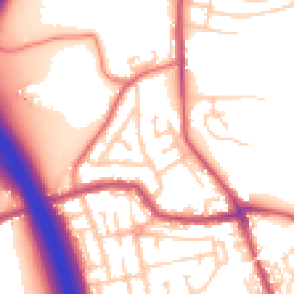 Daytime road noise heatmap for WN4 0JZ