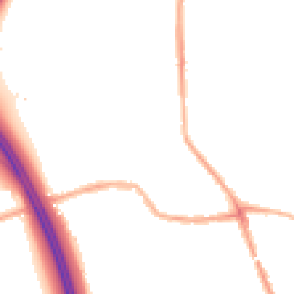 Night-time road noise heatmap for WN4 0JZ