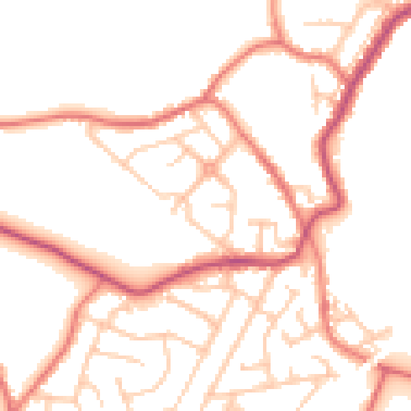 Daytime road noise heatmap for WN4 0QR