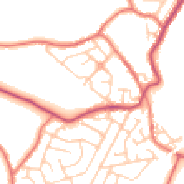 Daytime road noise heatmap for WN4 0QZ