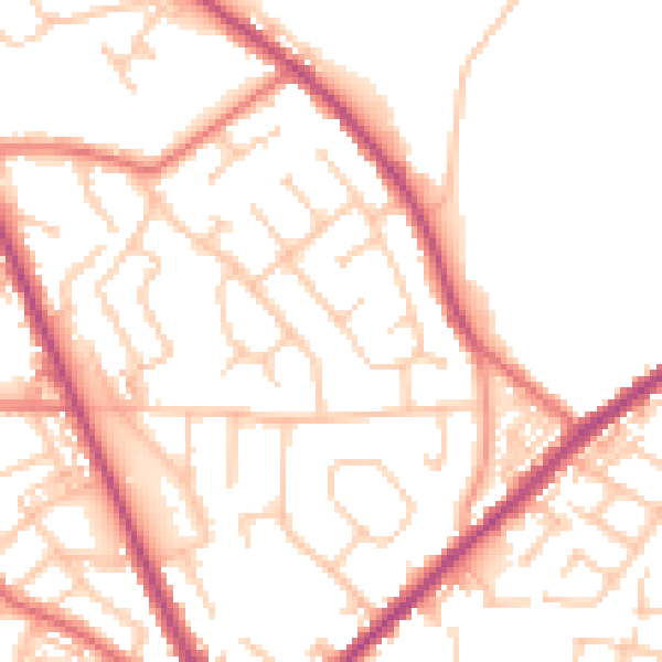Daytime road noise heatmap for WN4 8AY
