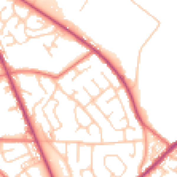 Daytime road noise heatmap for WN4 8BN