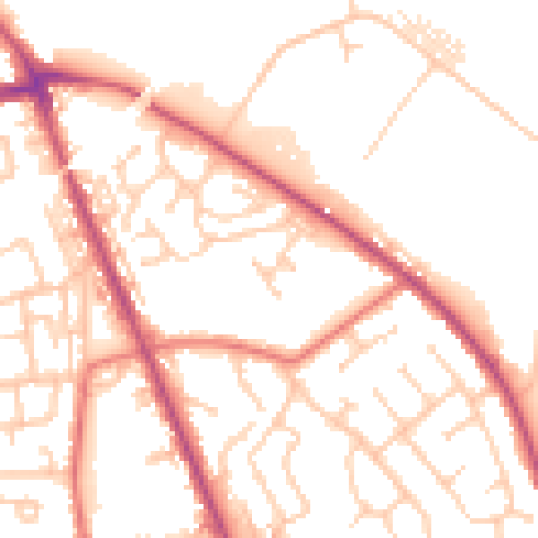 Daytime road noise heatmap for WN4 8DN