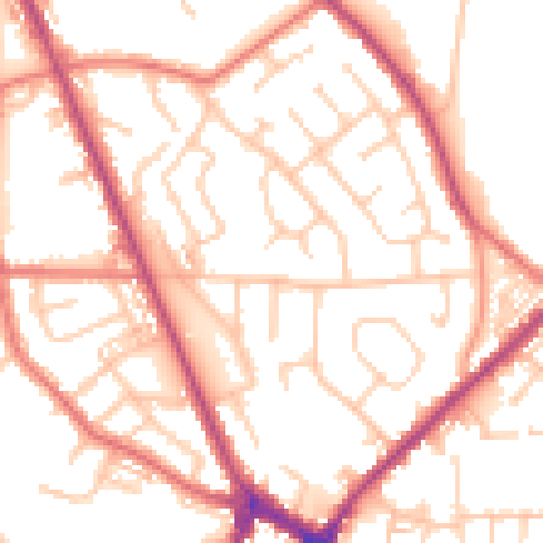 Daytime road noise heatmap for WN4 8LG