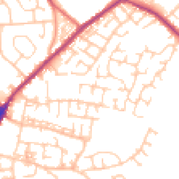 Daytime road noise heatmap for WN4 8PT