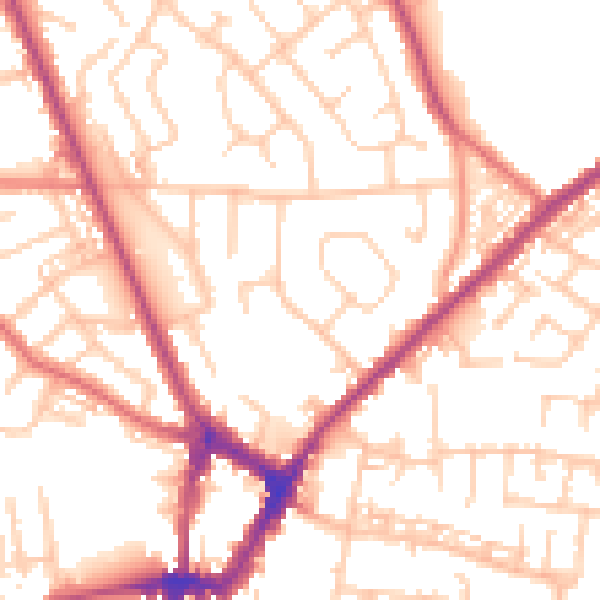 Daytime road noise heatmap for WN4 8QU