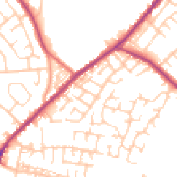Daytime road noise heatmap for WN4 8RR