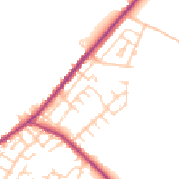 Daytime road noise heatmap for WN4 8SY