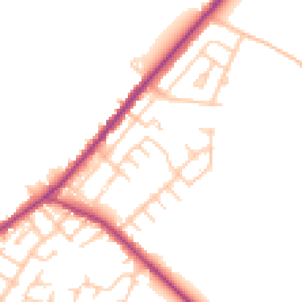 Daytime road noise heatmap for WN4 8TA