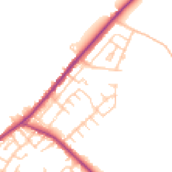 Daytime road noise heatmap for WN4 8TQ